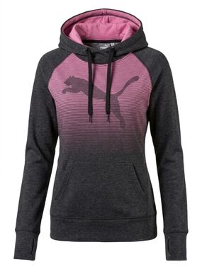 Puma Women's Charcoal and Pink Gradient Pullover Hoodie Size XL